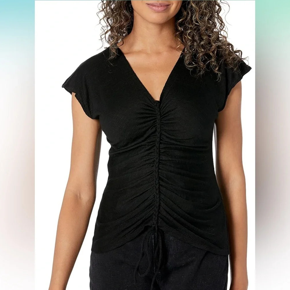 Max Studio Women's Center Cinched Short Sleeve Top NWT XS